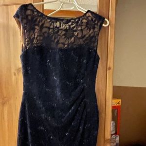Navy blue lace with shimmer midi dress. Wore  wedding. Only wore twice.